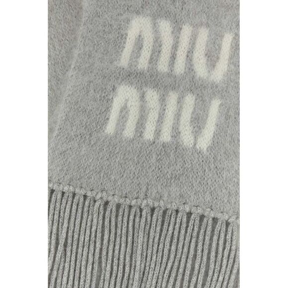 Miu Miu Women Grey Mohair Blend Scarf - Picture 2 of 2